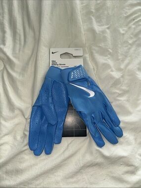 Nike Blue Batting Gloves with White Swoosh